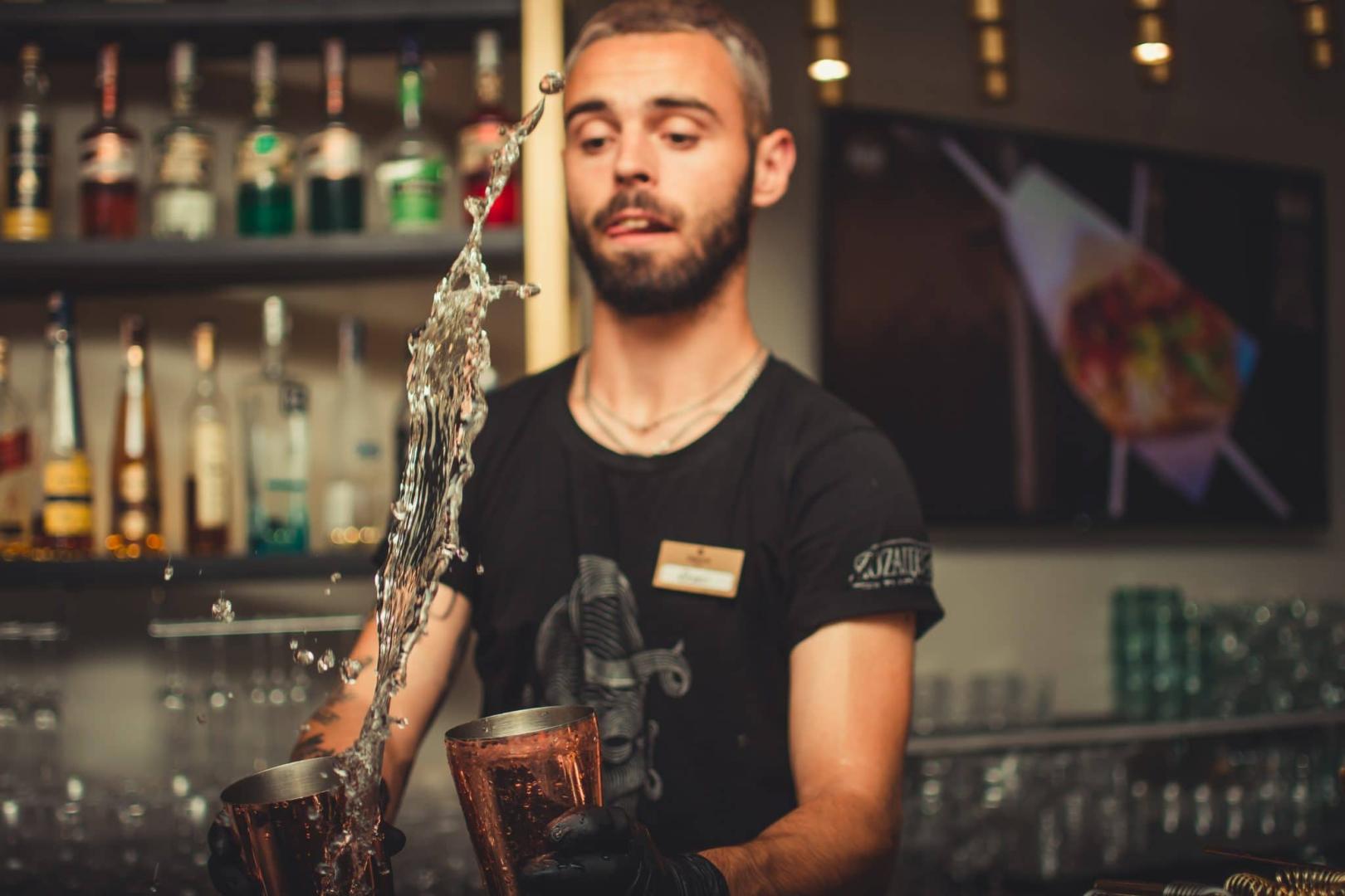 Bartender making a fancy drink