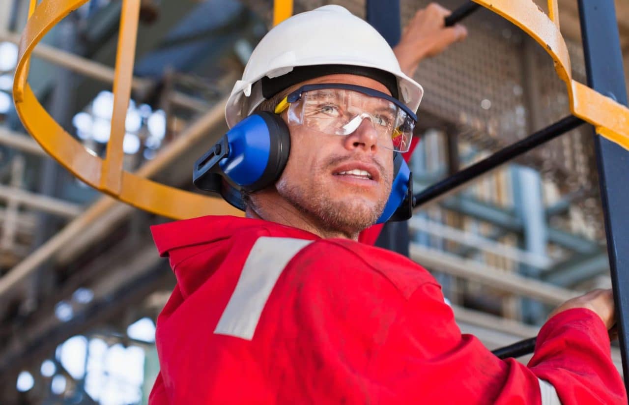 Man wearing hearing protection.