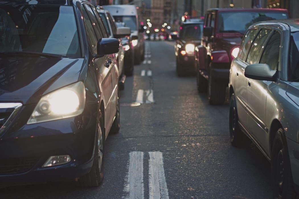 Traffic piled up at a busy street in the city.