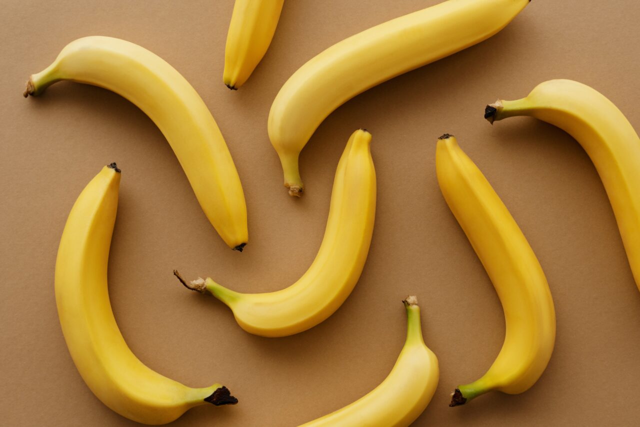 Bananas on a table.