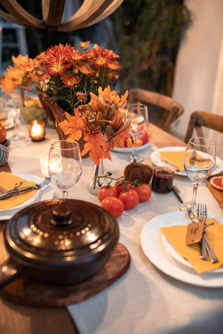 Beautifully set Thanksgiving table
